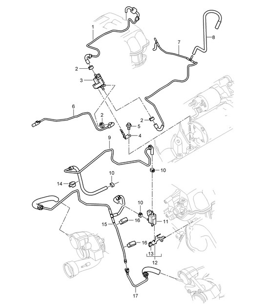 Supercharging /  Control line / Pressure line (Model: 4851) Cayenne 9PA1 (957)  4.8L 2007-10