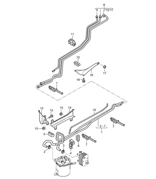 Diagram 201-017 Porsche Macan (95B) MK1 (2014-2018) Fuel System, Exhaust System