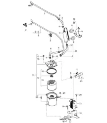 Fuel system / Fuel line / Fuel filter  / Fuel cooling (PR:D50) Cayenne 9PA1 (957) 3.0L Diesel 2007-10