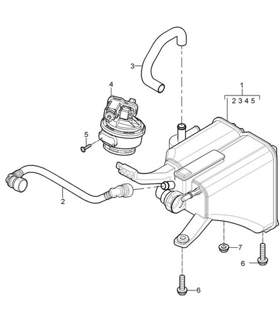Diagram 201-020 Porsche Boxster 987 MKII 2.9L 2009-12 Fuel System, Exhaust System