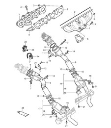 Exhaust system / Exhaust manifolds / Catalytic converter (PR:D5Z) Cayenne 9PA1 (957) 4.8L Turbo 2007-10