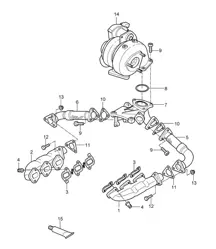 Exhaust system / Exhaust manifolds (Model: 059D) Cayenne 9PA1 (957) 3.0L Diesel 2007-10