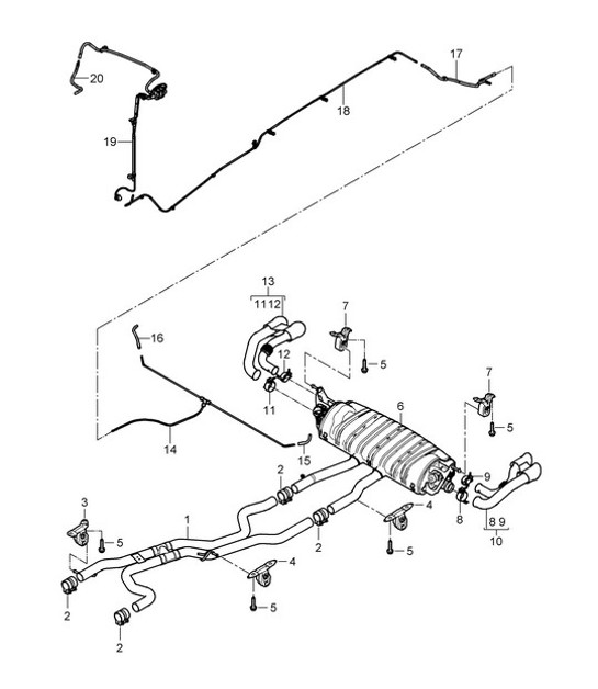 Diagram 202-017 Porsche Cayman 987C / 981C (2005-2016) Fuel System, Exhaust System