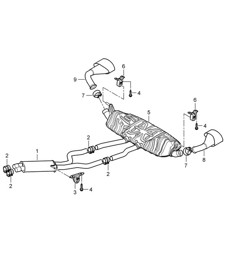Exhaust system / Front silencer / Rear silencer / Tailpipe  (PR:D5X,0P0, 0P3)  Cayenne 9PA1 (957) 3.6L 2007-10