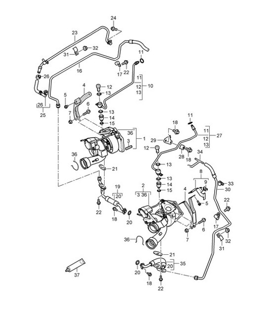Diagram 202-030 Porsche Cayenne 3.6L 2007>> Brandstofsysteem, uitlaatsysteem