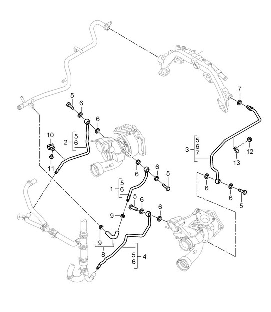 Exhaust gas turbocharger / Water cooling (Model: 4851) Cayenne 9PA1 (957) 4.8L Turbo 2007-10