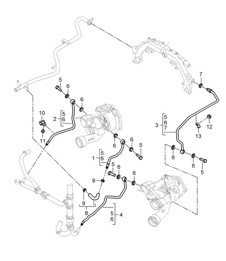 Exhaust gas turbocharger / Water cooling (Model: 4851) Cayenne 9PA1 (957) 4.8L Turbo 2007-10