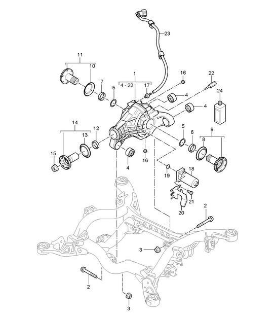 Rear axle differential / Ready for installation / with: limited slip differential / Electric (PR:1Y1) Cayenne 9PA1 (957) 2007-10