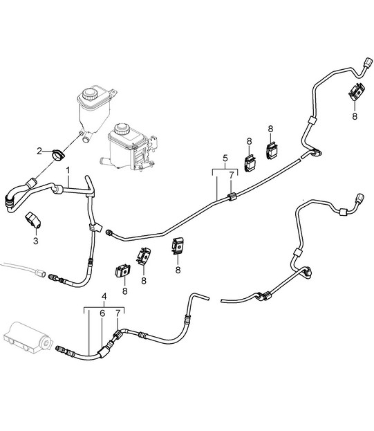 Anti-roll bar / Pressure line / Return line / Underbody (PR:0AW) Cayenne 9PA1 (957) 2007-10