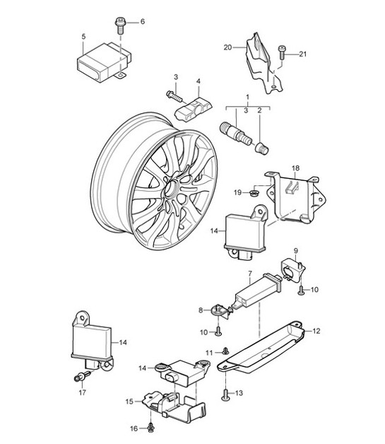 Diagram 601-005 Porsche Macan (95B) MK1 (2014-2018) Wheels, Brakes