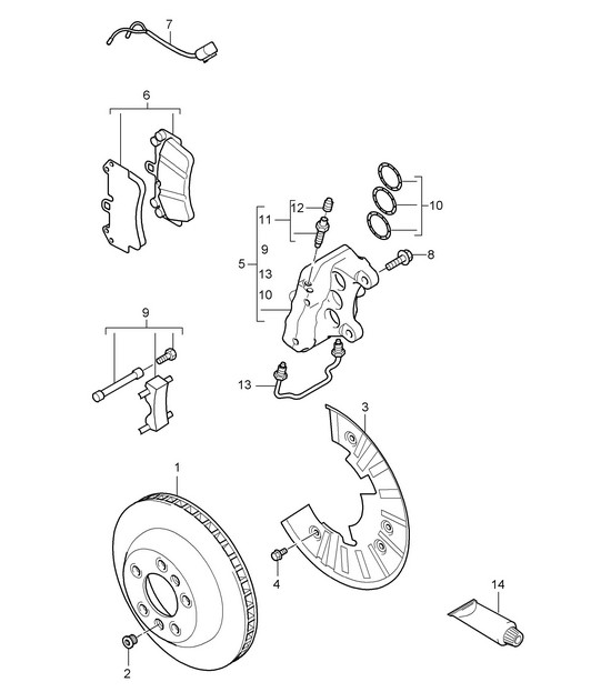 Disc brake / Front axle Cayenne 9PA1 (957) 2007-10