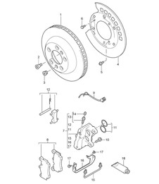 Disc brake / Rear axle Cayenne 9PA1 (957) 2007-10