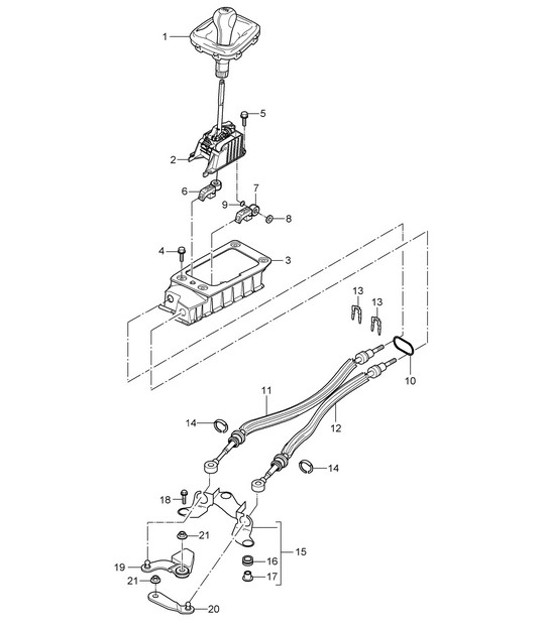 Diagram 701-000 Porsche Cayman 718C (982C) 2017>> Hand Lever System, Pedal Cluster 