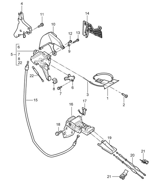 Foot-operat. parking brake / Actuator Cayenne 9PA1 (957) 2007-10