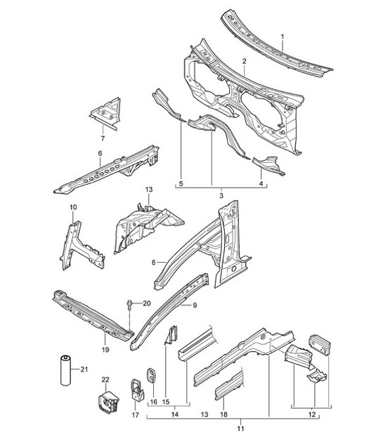 Diagram 801-010 Porsche 356 (1950-1965) Body