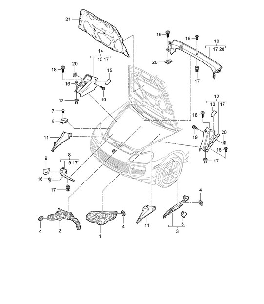 Sound absorber / Trim / Engine bay Cayenne 9PA1 (957) 2007-10