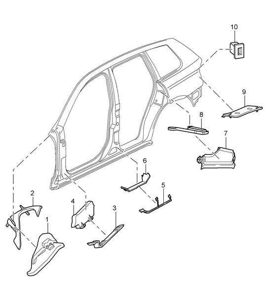 Sound absorber / A-pillar Until d-pillar Cayenne 9PA1 (957) 2007-10