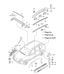 Inscriptions/lettering / Decorative fittings  - UPPER OUTER - Cayenne 9PA1 (957) 2007-10