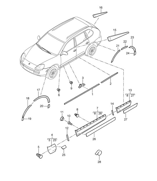 Decorative fittings - LOWER OUTER - Cayenne 9PA1 (957) 2007-10