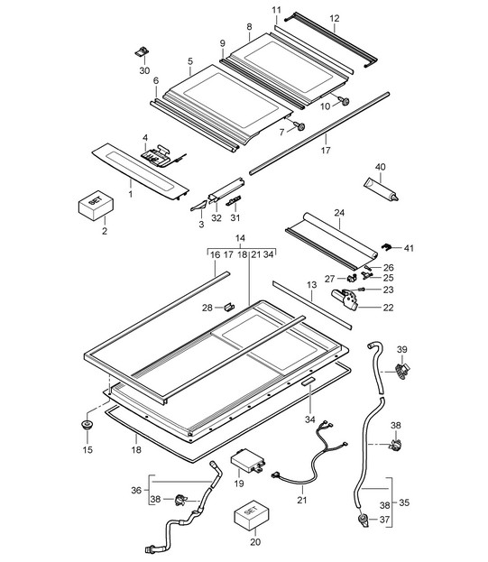 Glass roof (PR:3FU) Cayenne 9PA1 (957) 2007-10