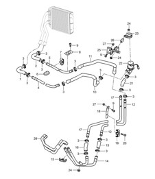 Heater / Feed line / Return line (PR:D5X,D5V, D5Z) Cayenne 9PA1 (957) 3.6L / 4.8L 2007-10