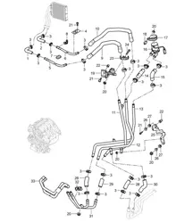 Heater with: Auxiliary air conditioner / Feed line / Return line (PR:D5V,D5Z, 9AH) Cayenne 9PA1 (957) 4.8L 2007-10