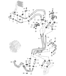 Heater with: Auxiliary air conditioner / Feed line / Return line (PR:D5V,D5Z, 9AH) Cayenne 9PA1 (957) 4.8L 2007-10