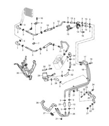 Heater with: Auxiliary heater / Feed line / Return line (PR:7VE,7VL) Cayenne 9PA1 (957) 2007-10