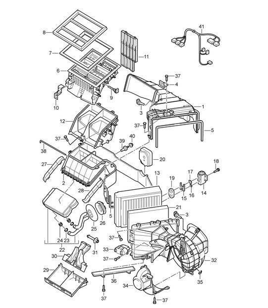 Air conditioner / Individual parts - FRONT - Cayenne 9PA1 (957) 2007-10