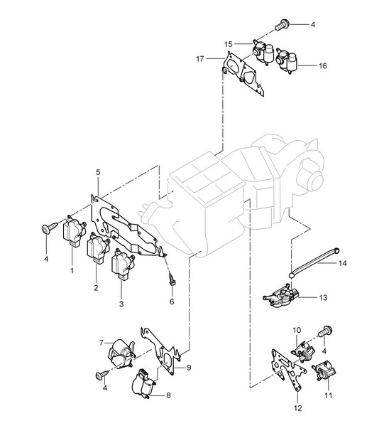 Servomotor / Air conditioner (PR: L0L, Left hand drive) - FRONT - Cayenne 9PA1 (957) 2007-10