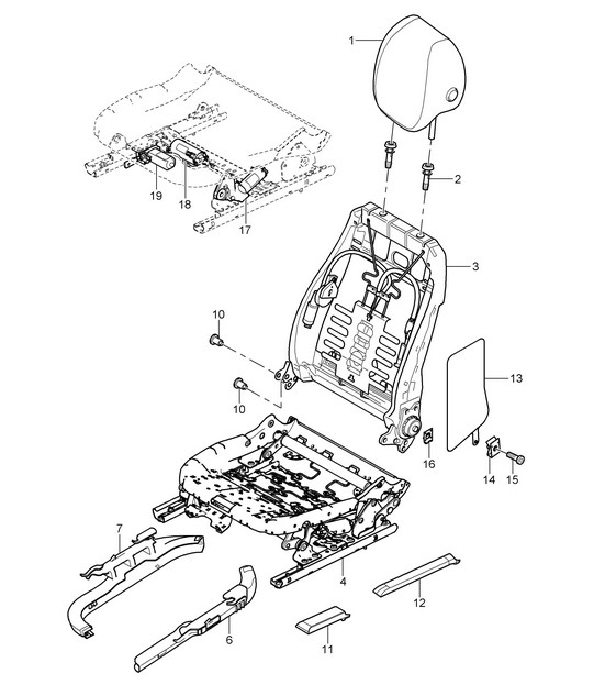 Backrest frame / Frame for seat Cayenne 9PA1 (957) 2007-10