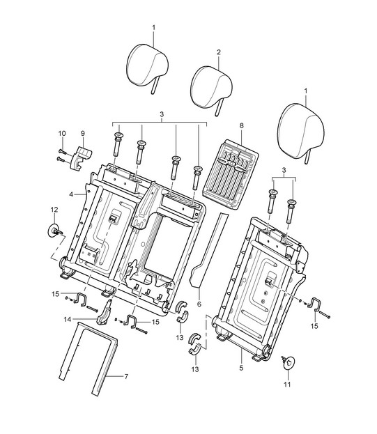 Head restraint / Accessories / Backrest frame / Ski bag Cayenne 9PA1 (957) 2007-10