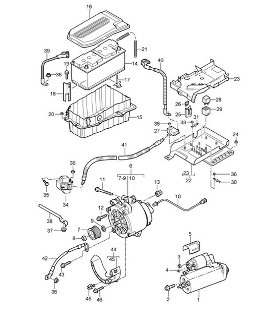 Diagram 902-005 Porsche Macan (95B) MK1 (2014-2018) Electrical equipment