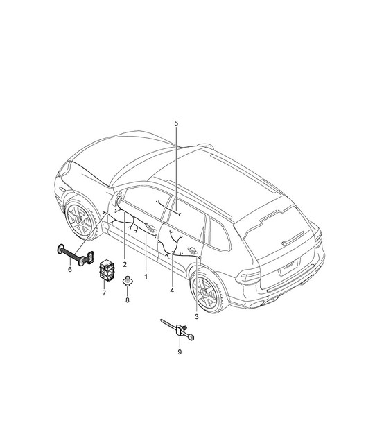 Wiring looms doors / Centre console Cayenne 9PA1 (957) 2007-10