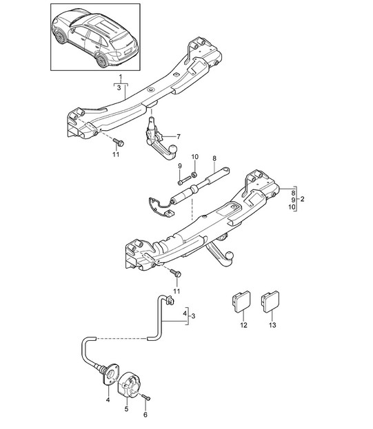 Tow hitch Cayenne 92A (958) 2011-18