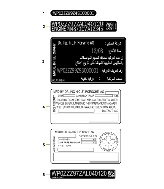 Signs/notices Cayenne 92A (958) 2011-18