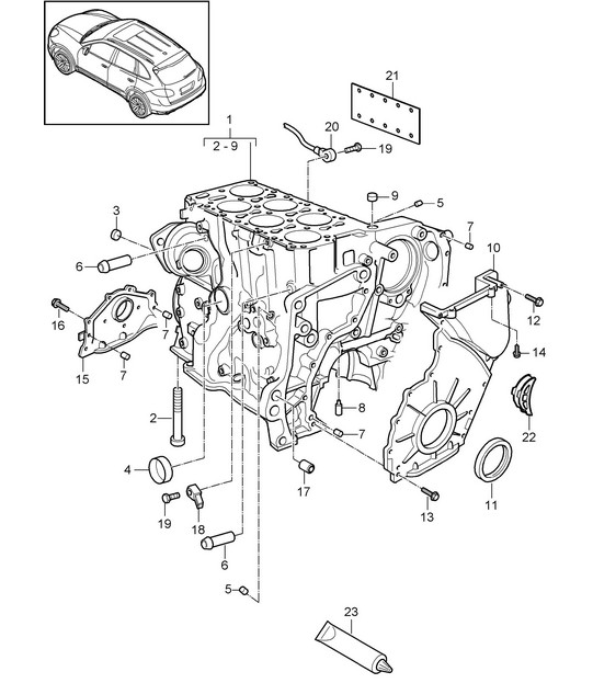 Crankcase housing / Individual parts (Model: 5502,CEYA) Cayenne 92A (958) 3.6L 2011-18