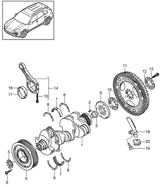 Diagram 102-020 Porsche Macan (95B) MK1 (2014-2018) Engine