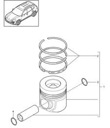 Piston / Piston rings (Model: 059E,CRCA, CRCB,CNRB, CVVA,CVVB, CVVC) Cayenne 952A (958) 3.0L DIESEL 2011-18