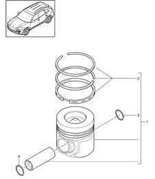 Piston / Segments de piston (Modèle: 06EC,CGEA, CGE,CGFA,CJT) Cayenne 92A (958) 3.0L HYBRID 2011-18