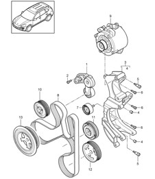 Belt tensioner / Belt drive (Model: CURA,CUR, CXZA,CXZ) Cayenne 92A (958) 3.6L 2011-18
