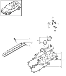 Valve cover (Model: 06EC,CGEA, CGE,CGFA,CJT) Cayenne 92A (958) 3.0L HYBRID 2011-18