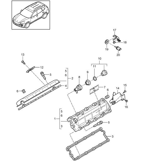 Valve cover (Model: CUDB,CUDC) Cayenne 92A (958) 4.2L DIESEL  2011-18