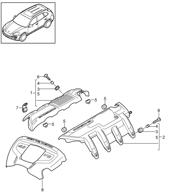 Engine cover (Model: 4802,4852, CFTB,CFT, CYXA,CYX) Cayenne 92A (958) 4.8L  2011-18
