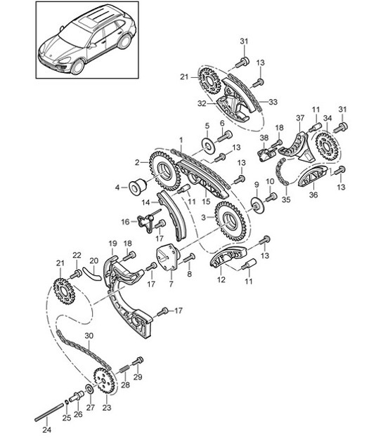 Diagram 103-080 Porsche 997 (911) MK1 2005-2008 Engine