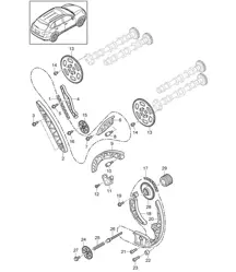 Timing chain / Slide rail / Chain tensioner / Chain sprocket (Model: CRCA,CRCB, CNRB,CVVA, CVVB,CVVC) Cayenne 92A (958) 3.0L Diesel 05/2011-2018
