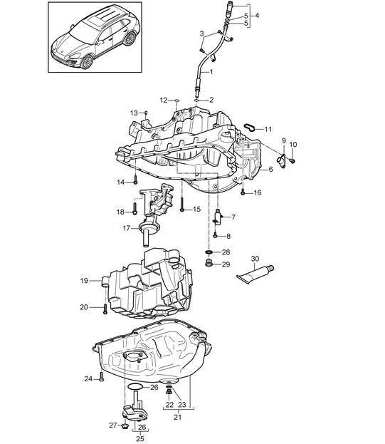 Oil-conducting housing / Oil pump / Oil sump (Model: 059E) Cayenne 92A (958) 3.0L DIESEL  >>05/2011