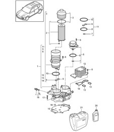 Oil filter / Console / Oil cooler (Model: 059E) Cayenne 92A (958) 3.0L DIESEL >>05/2011