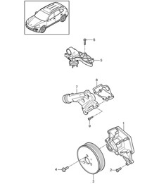 Coolant pump / Thermostat housing (Model: 06EC,CGEA, CGE,CGFA,CJT) Cayenne 92A (958) 3.0L HYBRID 2011-18