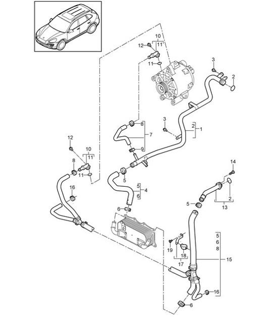 Diagram 105-025 Porsche Macan (95B) MK1 (2014-2018) Engine
